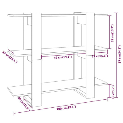 vidaXL Book Cabinet/Room Divider Smoked Oak 100x30x87 cm