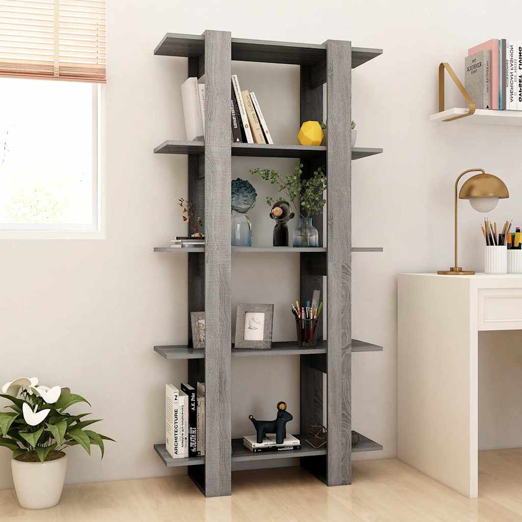 vidaXL Book Cabinet/Room Divider Grey Sonoma 80x30x160 cm