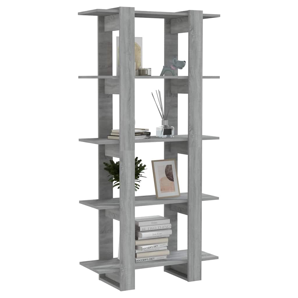 vidaXL Book Cabinet/Room Divider Grey Sonoma 80x30x160 cm