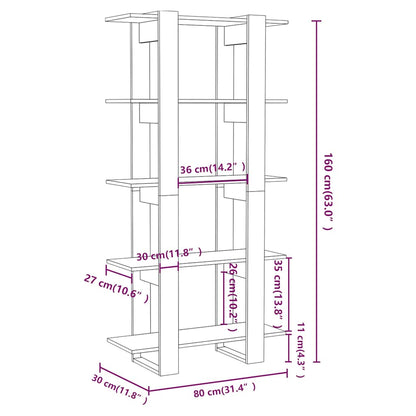vidaXL Book Cabinet/Room Divider Grey Sonoma 80x30x160 cm