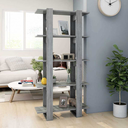 vidaXL Book Cabinet/Room Divider Grey Sonoma 80x30x160 cm