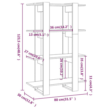 vidaXL Book Cabinet/Room Divider Smoked Oak 80x30x123.5 cm