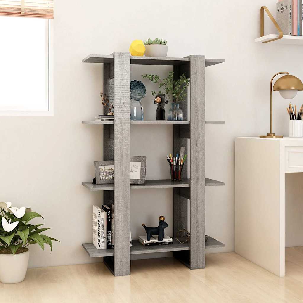 vidaXL Book Cabinet/Room Divider Grey Sonoma 80x30x123,5 cm