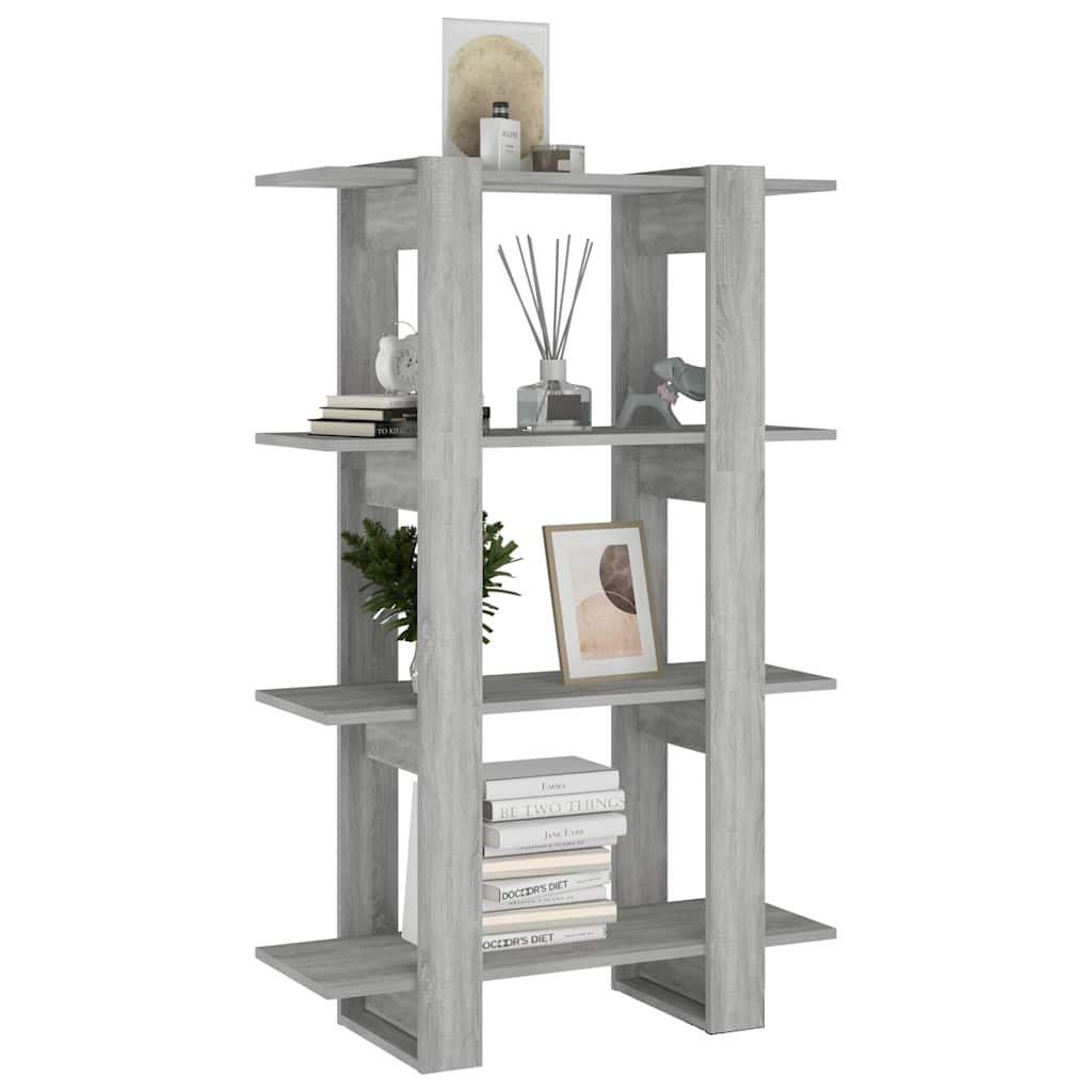 vidaXL Book Cabinet/Room Divider Grey Sonoma 80x30x123,5 cm