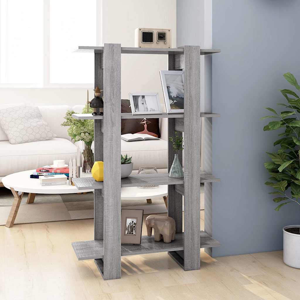 vidaXL Book Cabinet/Room Divider Grey Sonoma 80x30x123,5 cm