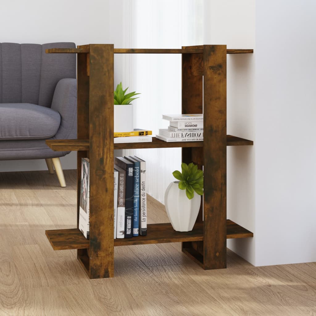 vidaXL Book Cabinet/Room Divider Smoked Oak 80x30x87cm