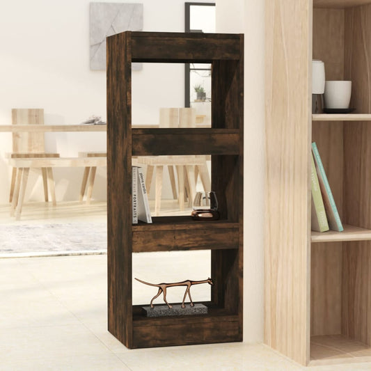 813587 vidaXL Book Cabinet/Room Divider Smoked Oak 40x30x103 cm Engineered Wood