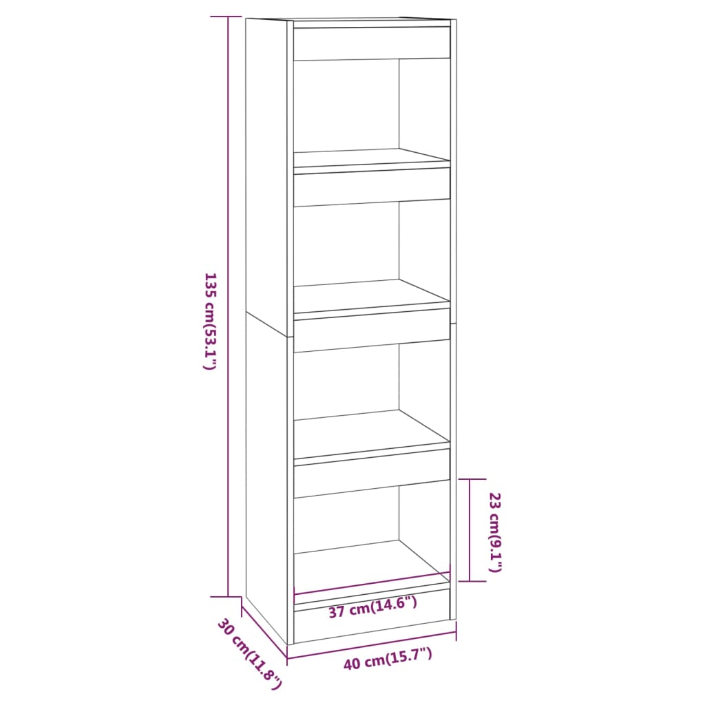 vidaXL Book Cabinet/Room Divider Smoked Oak 40x30x135 cm
