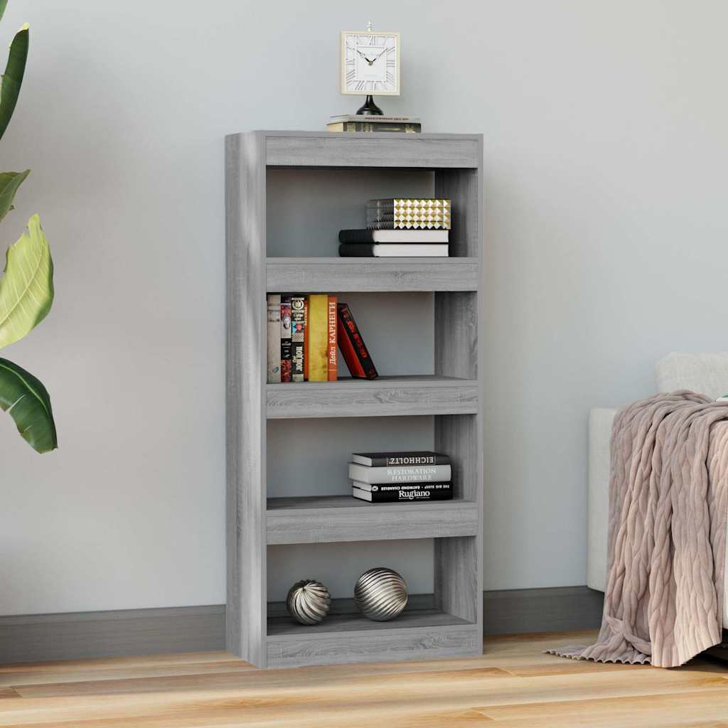 vidaXL Book Cabinet/Room Divider Grey Sonoma 60x30x135 cm