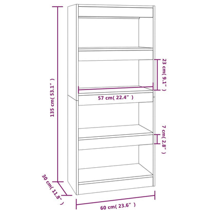 vidaXL Book Cabinet/Room Divider Grey Sonoma 60x30x135 cm Engineered Wood