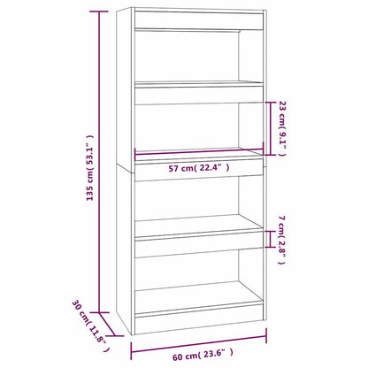 vidaXL Book Cabinet/Room Divider Grey Sonoma 60x30x135 cm