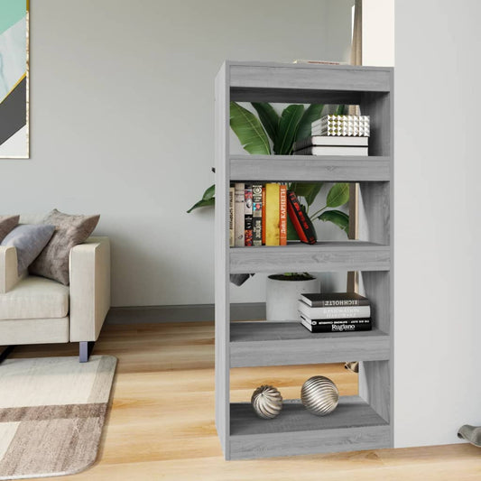 813606 vidaXL Book Cabinet/Room Divider Grey Sonoma 60x30x135 cm Engineered Wood
