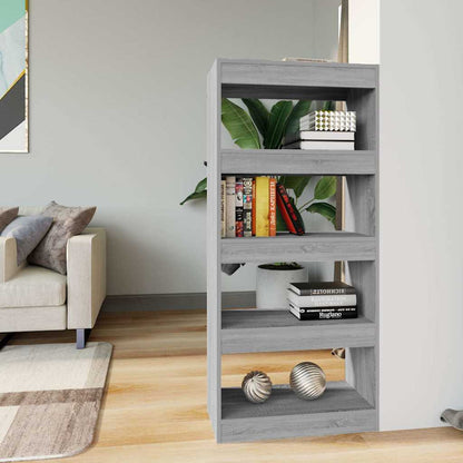 vidaXL Book Cabinet/Room Divider Grey Sonoma 60x30x135 cm