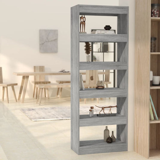 813609 vidaXL Book Cabinet/Room Divider Grey Sonoma 60x30x166 cm Engineered Wood