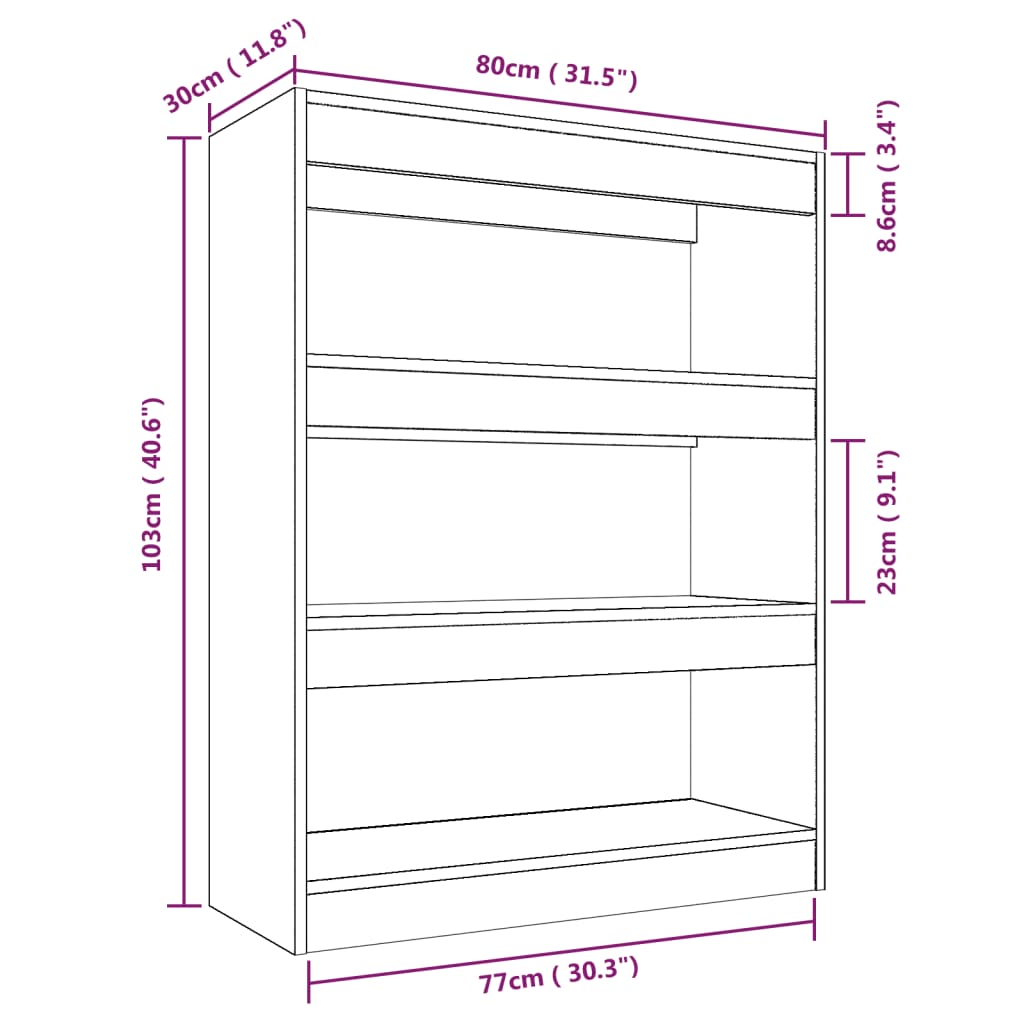 vidaXL Book Cabinet/Room Divider Smoked Oak 80x30x103 cm Engineered wood