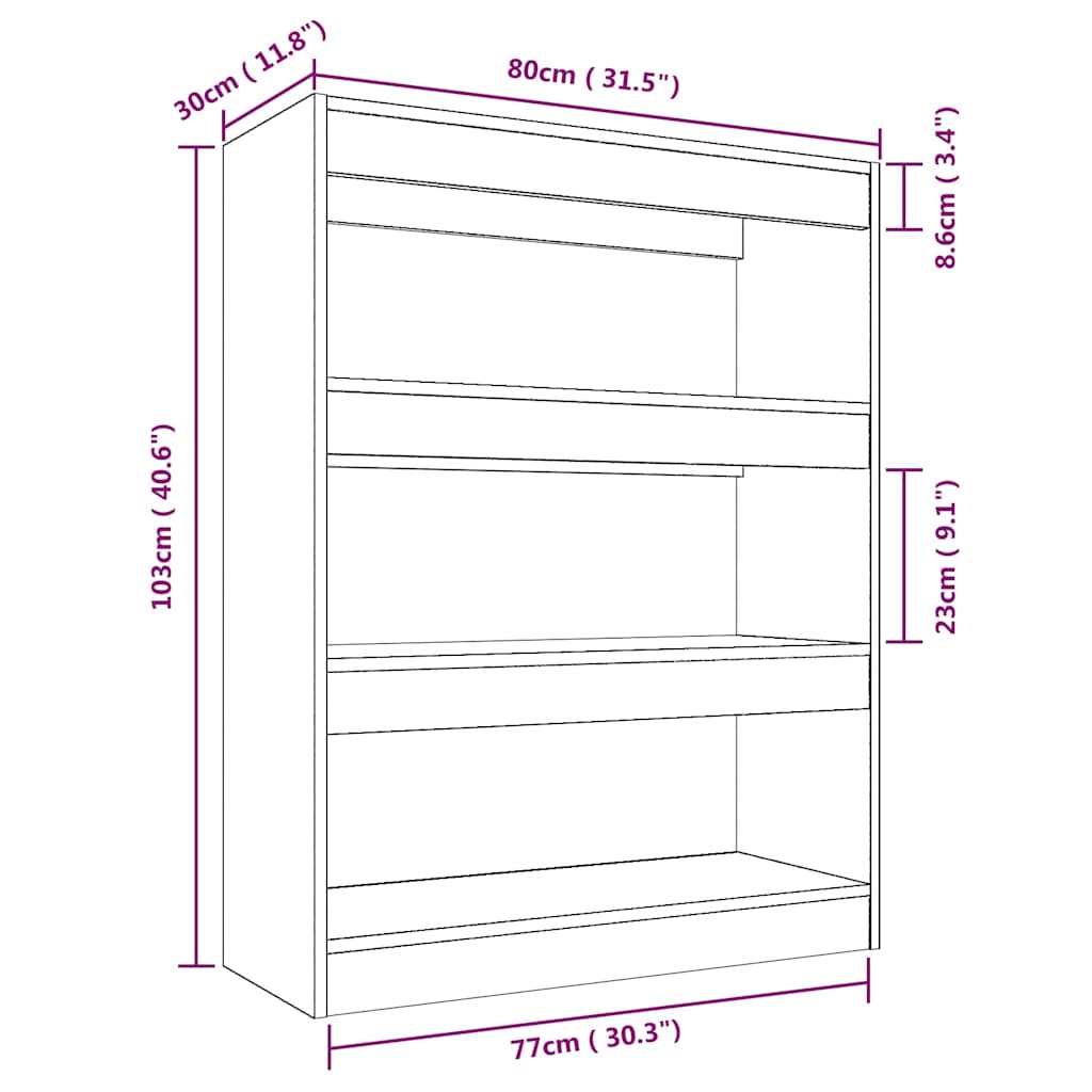 vidaXL Book Cabinet/Room Divider Smoked Oak 80x30x103 cm