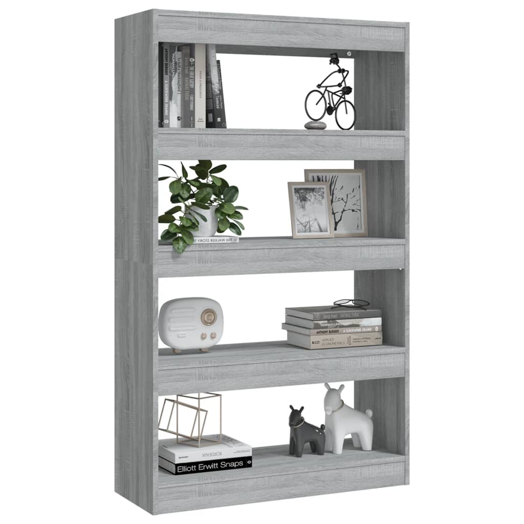 vidaXL Book Cabinet/Room Divider Grey Sonoma 80x30x135 cm Engineered Wood