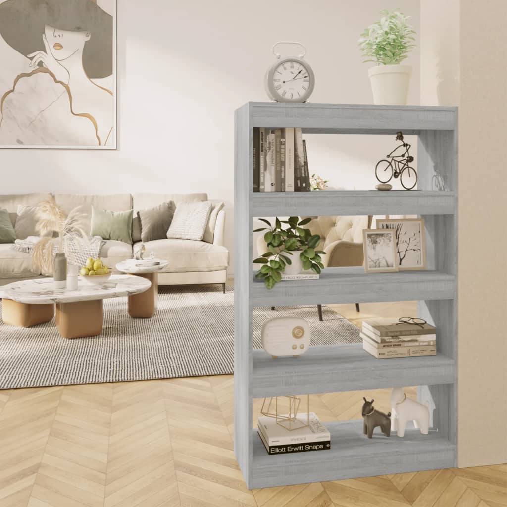 vidaXL Book Cabinet/Room Divider Grey Sonoma 80x30x135 cm Engineered Wood
