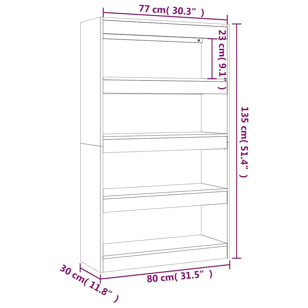 vidaXL Book Cabinet/Room Divider Brown Oak 80x30x135cm Engineered Wood