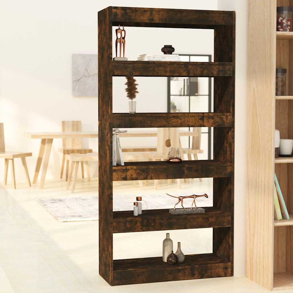 vidaXL Book Cabinet/Room Divider Smoked Oak 80x30x166 cm