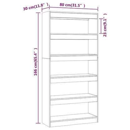 vidaXL Book Cabinet/Room Divider Grey Sonoma 80x30x166 cm