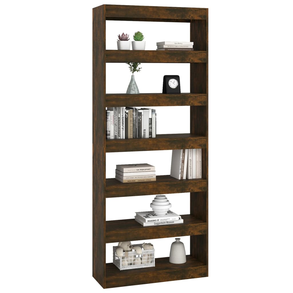 vidaXL Book Cabinet/Room Divider Smoked Oak 80x30x198 cm Engineered Wood