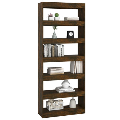 vidaXL Book Cabinet/Room Divider Smoked Oak 80x30x198 cm Engineered Wood