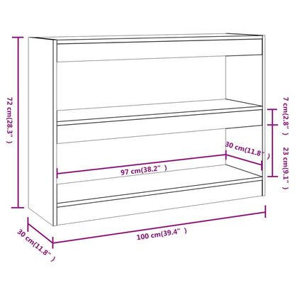 vidaXL Book Cabinet/Room Divider Grey Sonoma 100x30x72 cm