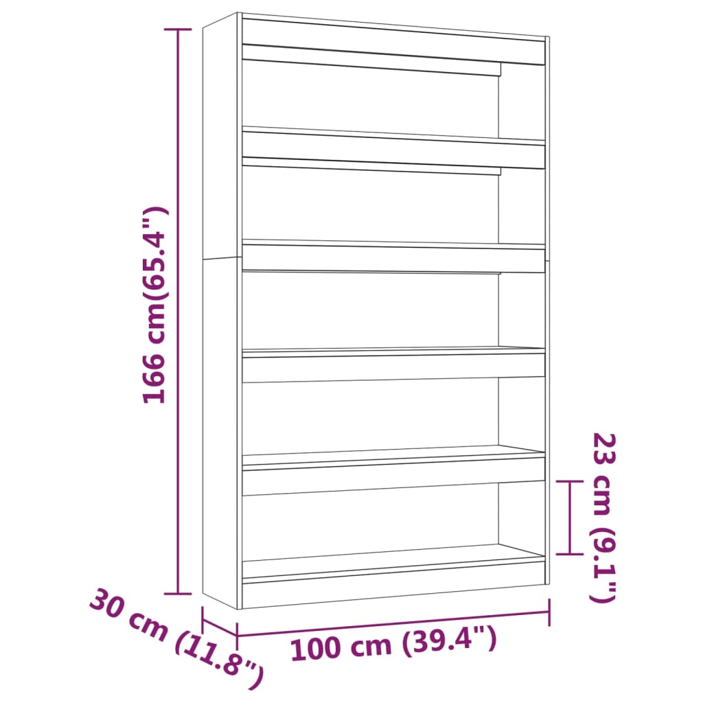 vidaXL Book Cabinet/Room Divider Grey Sonoma 100x30x166 cm