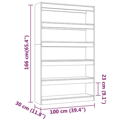 vidaXL Book Cabinet/Room Divider Grey Sonoma 100x30x166 cm