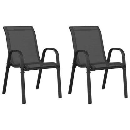 vidaXL Stackable Garden Chair | Set of 2 | Black | Powder-coated steel | Medium