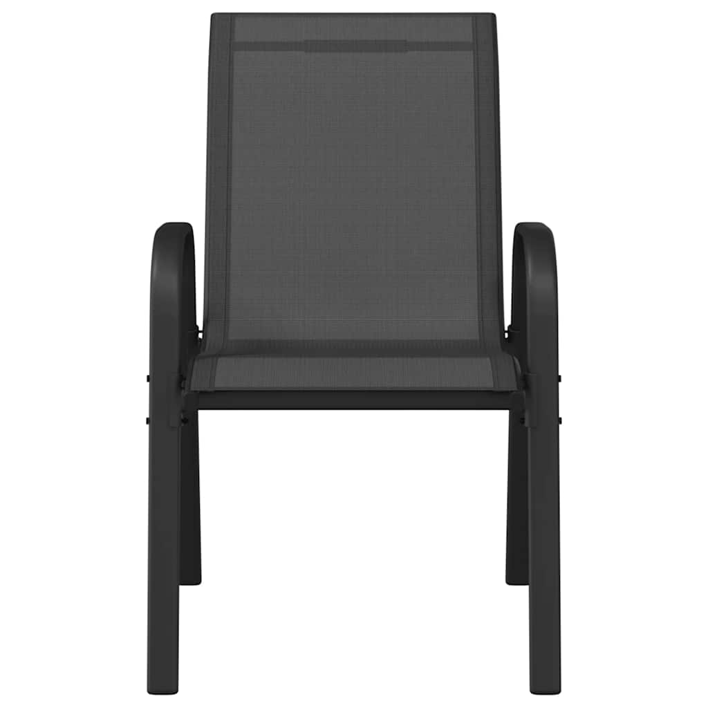 vidaXL Stackable Garden Chair | Set of 2 | Black | Powder-coated steel | Medium