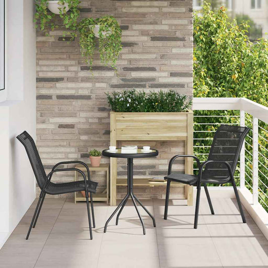318777 vidaXL Stackable Garden Chairs 2 pcs Black Textilene Fabric