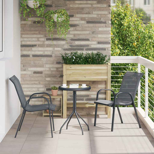 318778 vidaXL Stackable Garden Chairs 2 pcs Grey Textilene Fabric
