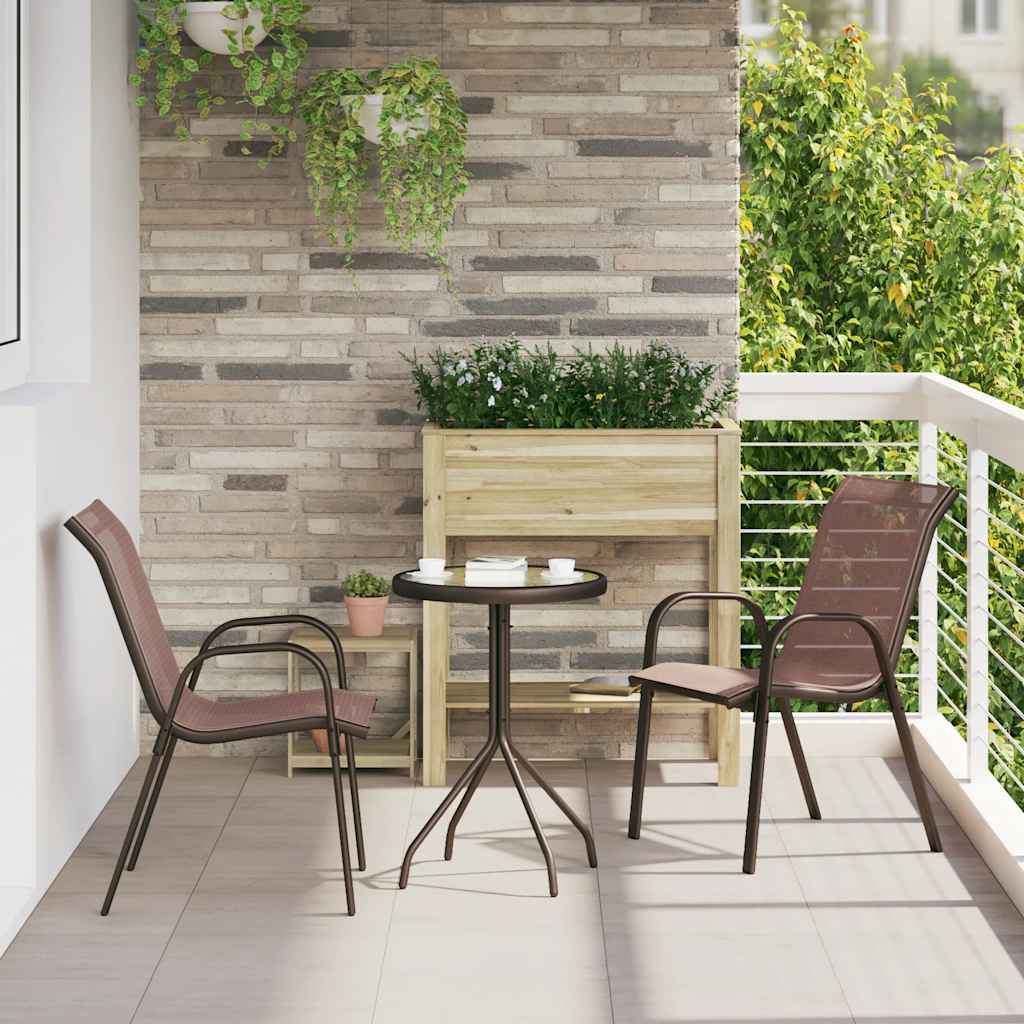 vidaXL Stackable Garden Chair | Set of 2 | Brown