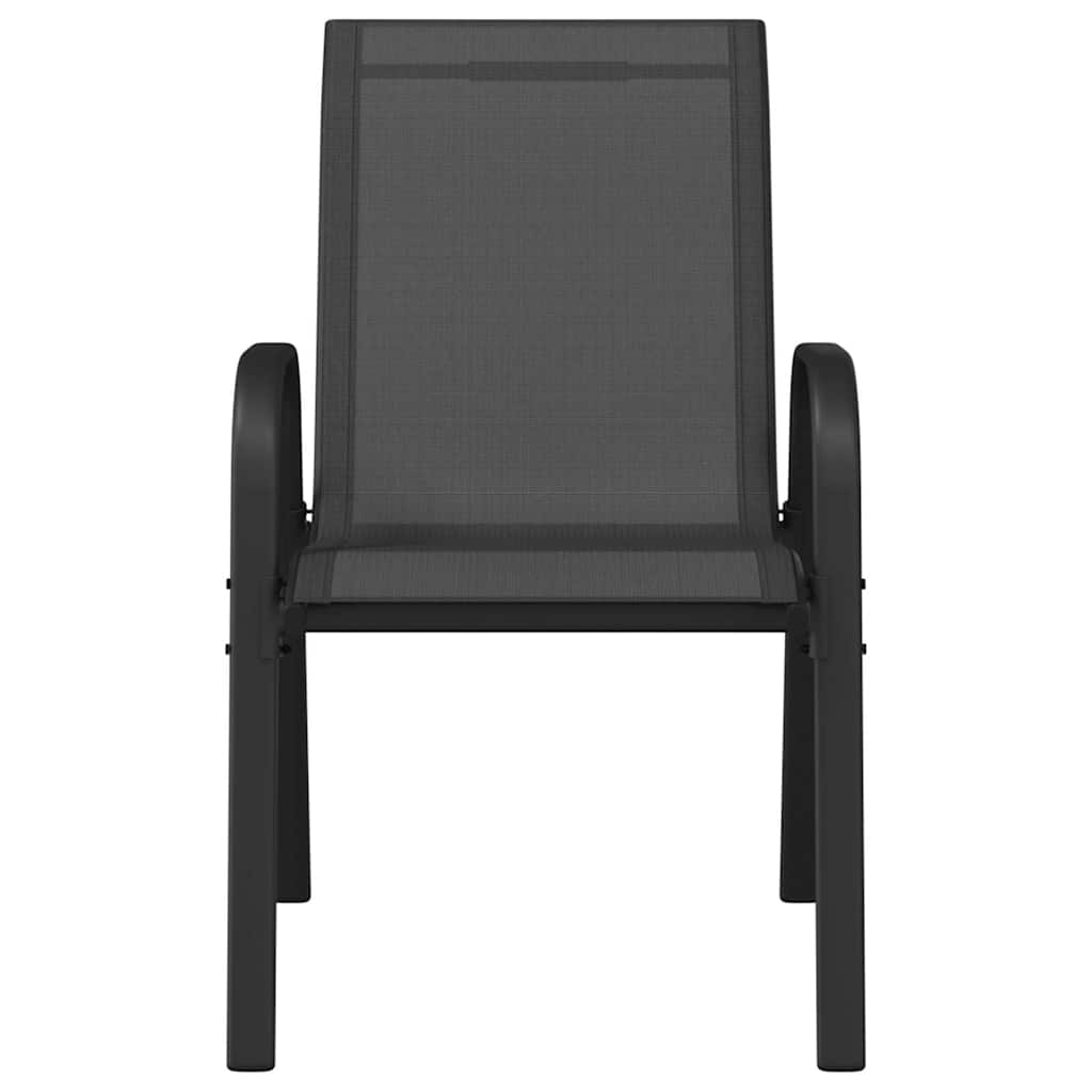 vidaXL Stackable Garden Chairs 4 pcs Black Textilene Fabric