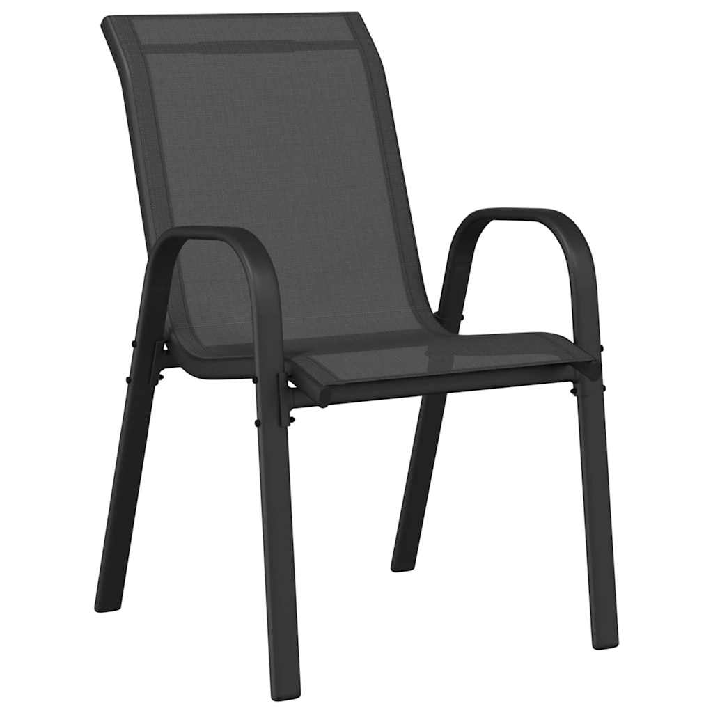 vidaXL Stackable Garden Chairs 4 pcs Black Textilene Fabric