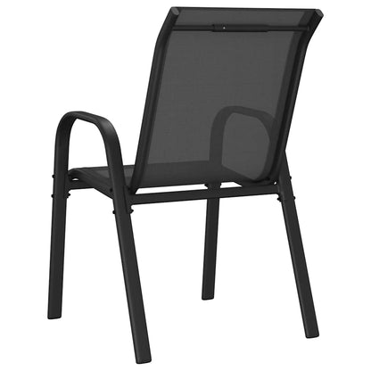 vidaXL Stackable Garden Chairs 4 pcs Black Textilene Fabric