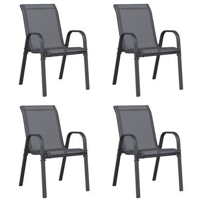 vidaXL Stackable Garden Chair | Set of 4 | Grey | Powder-coated steel