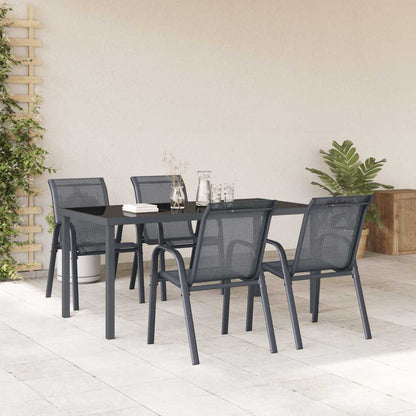 vidaXL Stackable Garden Chair | Set of 4 | Grey | Powder-coated steel
