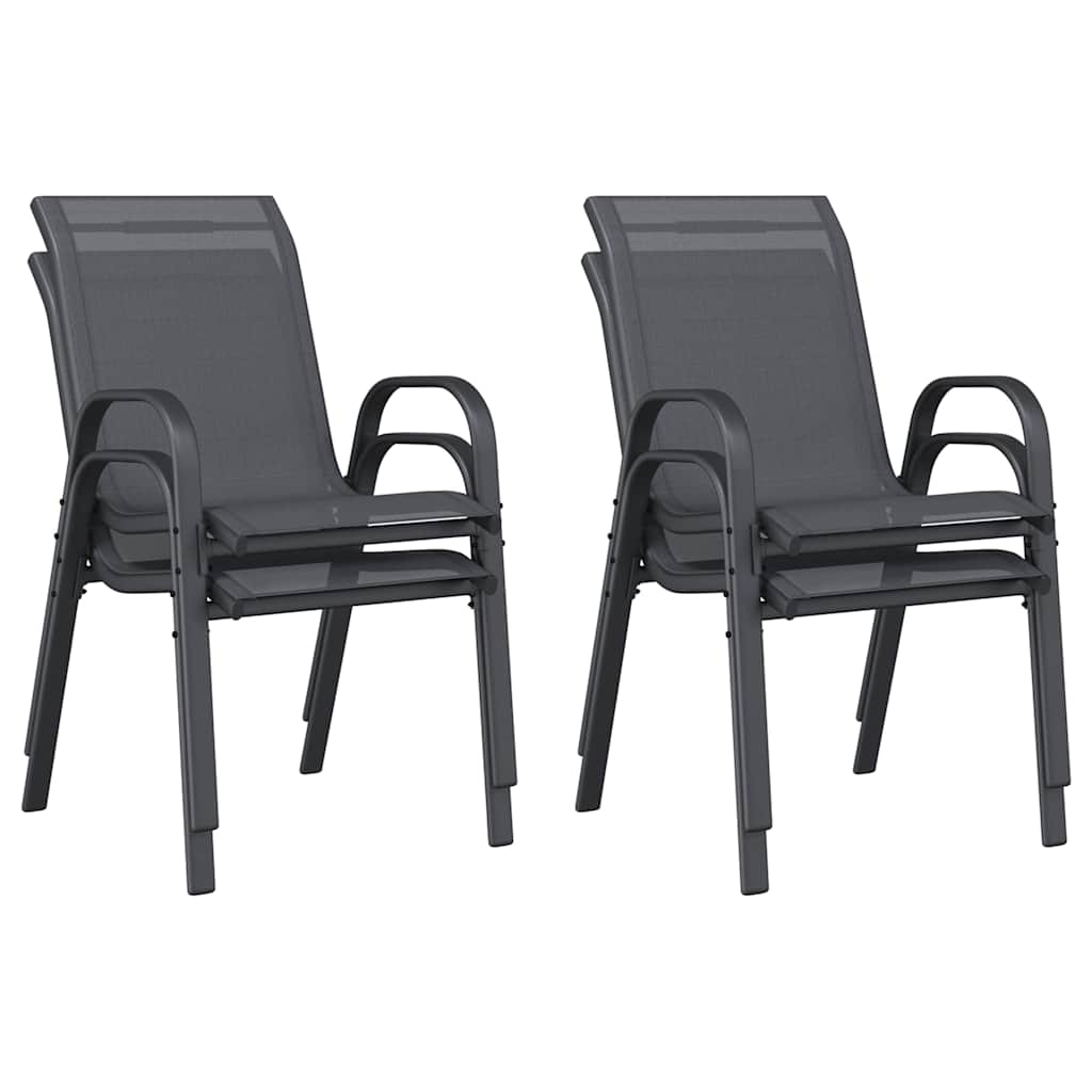 vidaXL Stackable Garden Chair | Set of 4 | Grey | Powder-coated steel