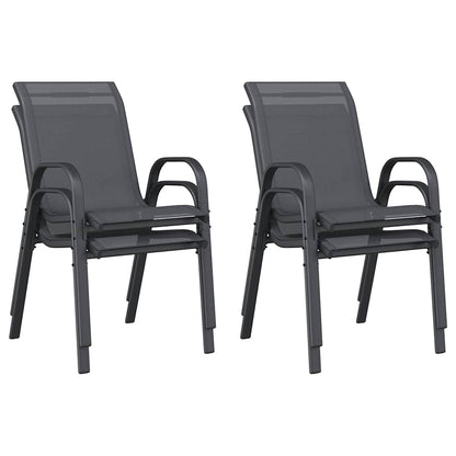 vidaXL Stackable Garden Chair | Set of 4 | Grey | Powder-coated steel