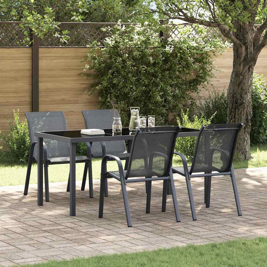 318781 vidaXL Stackable Garden Chairs 4 pcs Grey Textilene Fabric