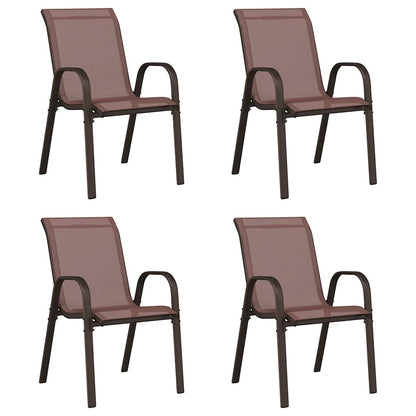 vidaXL Stackable Garden Chairs 4 pcs Brown Textilene Fabric