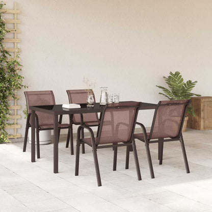 vidaXL Stackable Garden Chairs 4 pcs Brown Textilene Fabric