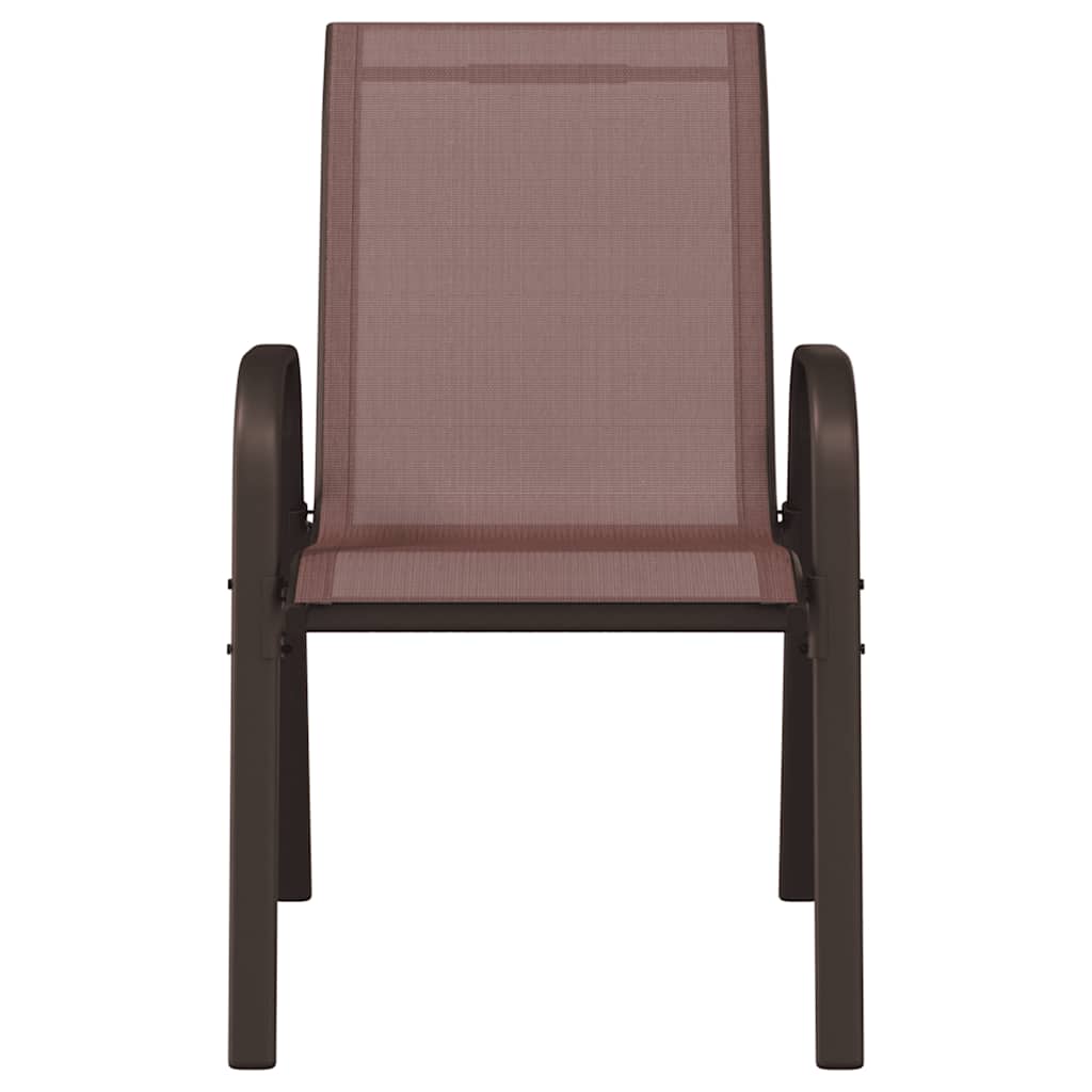 vidaXL Stackable Garden Chairs 4 pcs Brown Textilene Fabric