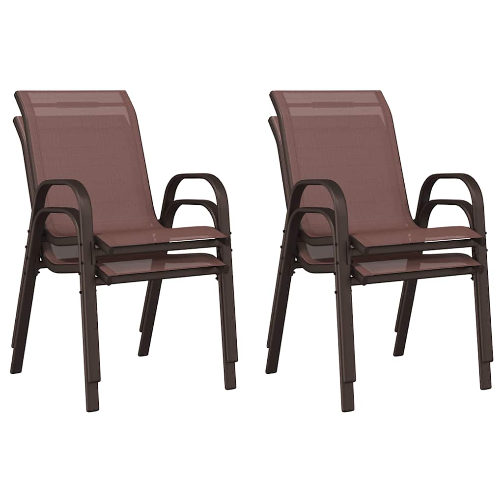 vidaXL Stackable Garden Chairs 4 pcs Brown Textilene Fabric