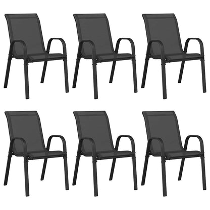 vidaXL Stackable Garden Chairs 6 pcs Black Textilene Fabric