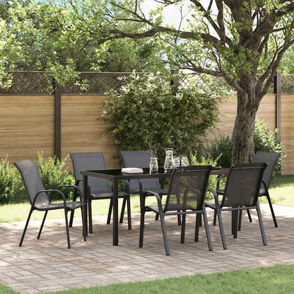 vidaXL Stackable Garden Chairs 6 pcs Black Textilene Fabric