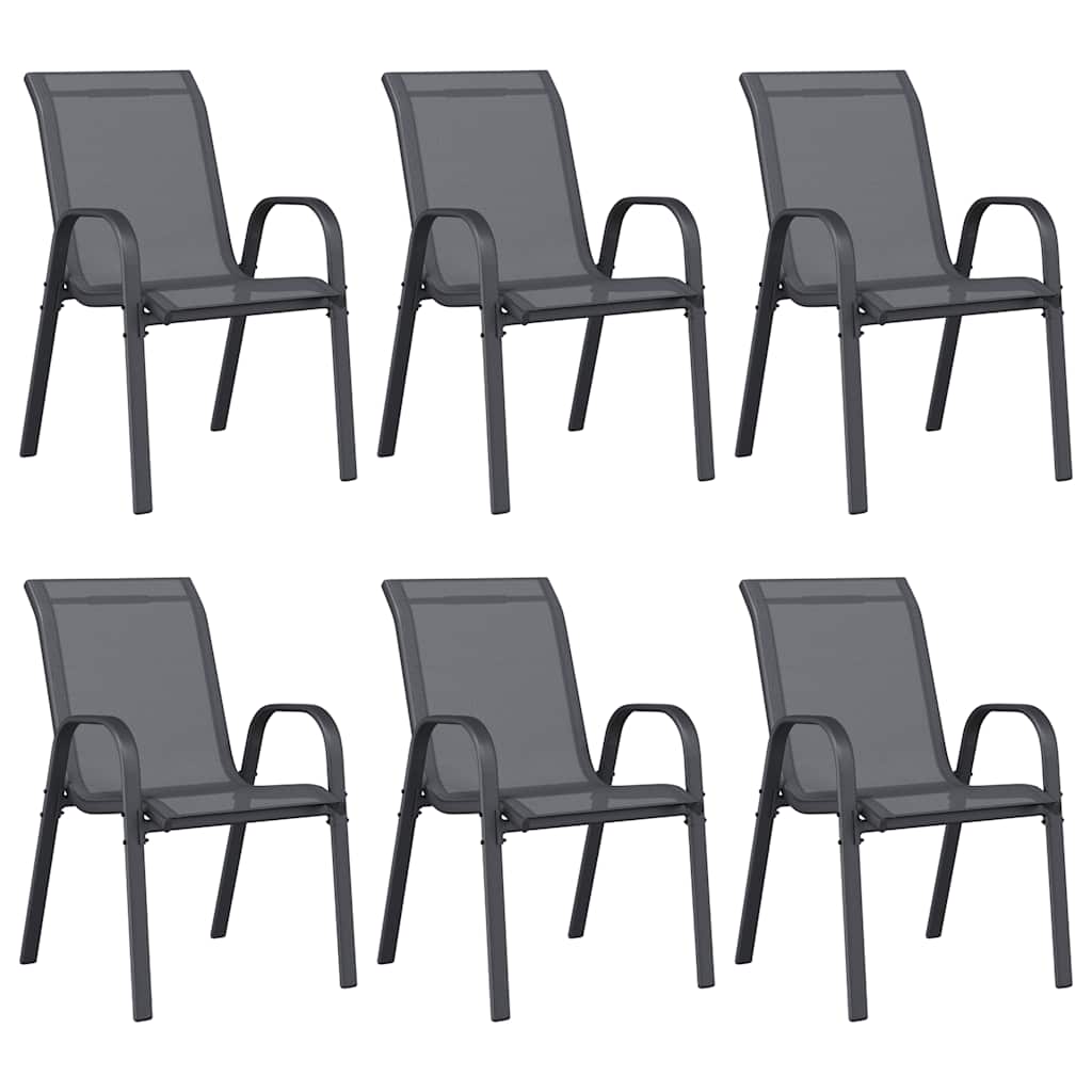 vidaXL Stackable Garden Chairs 6 pcs Grey Textilene Fabric
